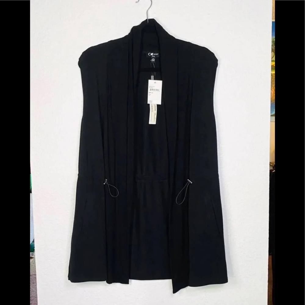 SHAWL COLLAR SLEEVELESS CARDIGAN SWEATER